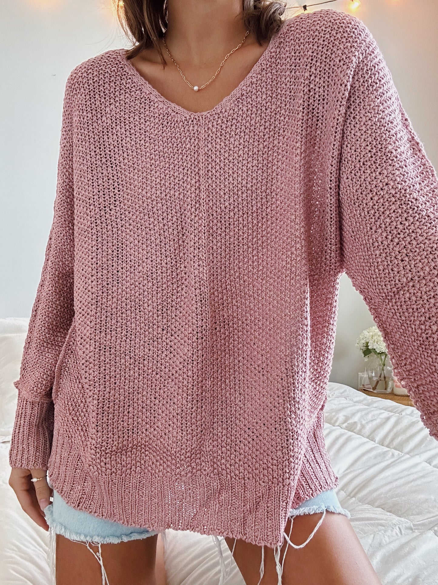 FALL REVERSE SEAM LOOSE FIT SWEATER