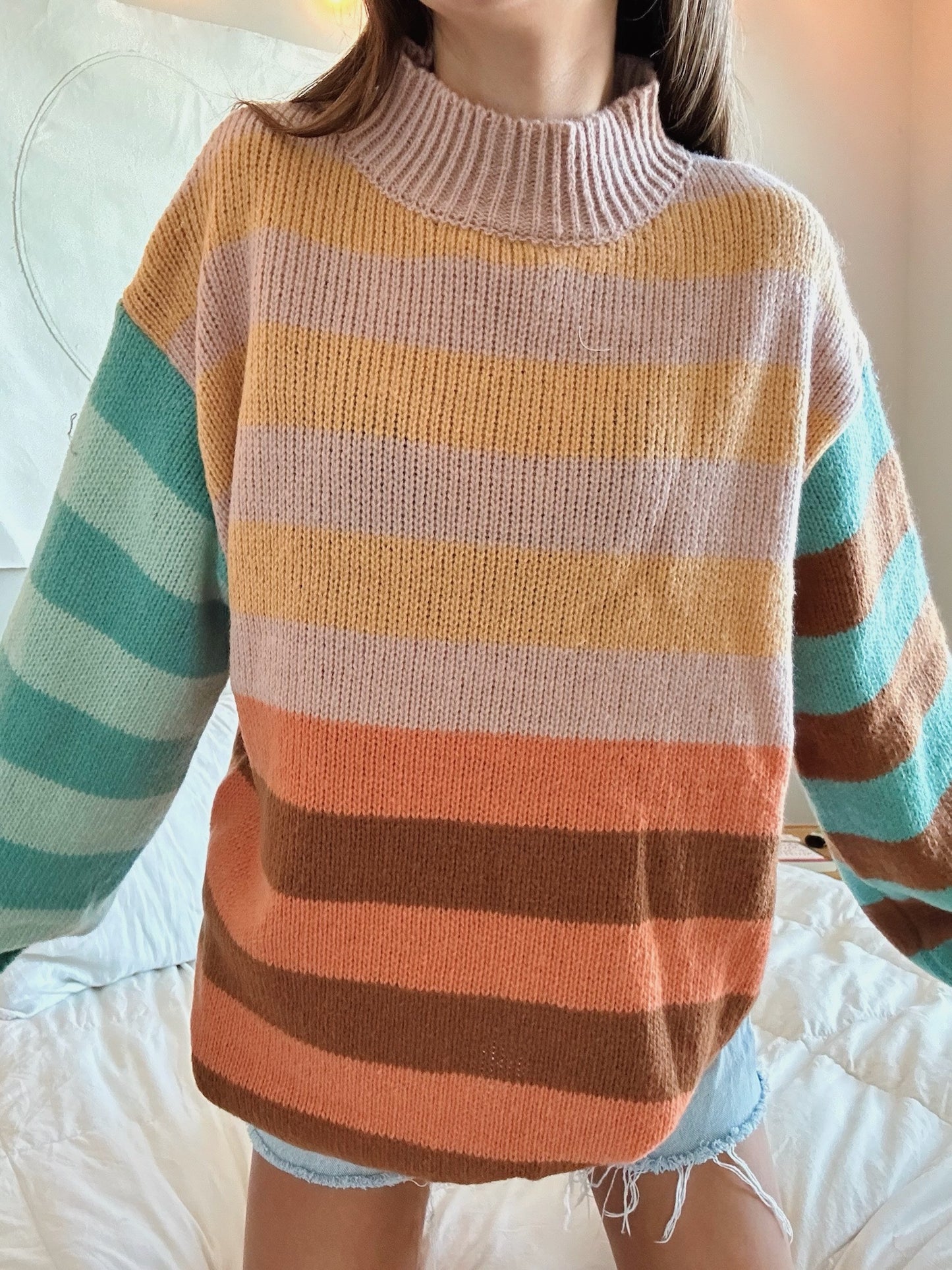 FUN COLORS STRIPED TURTLENECK