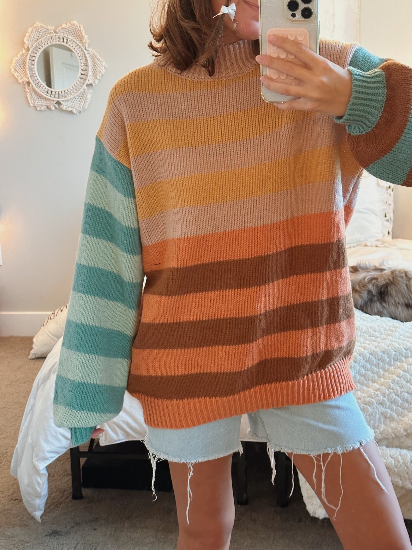 FUN COLORS STRIPED TURTLENECK