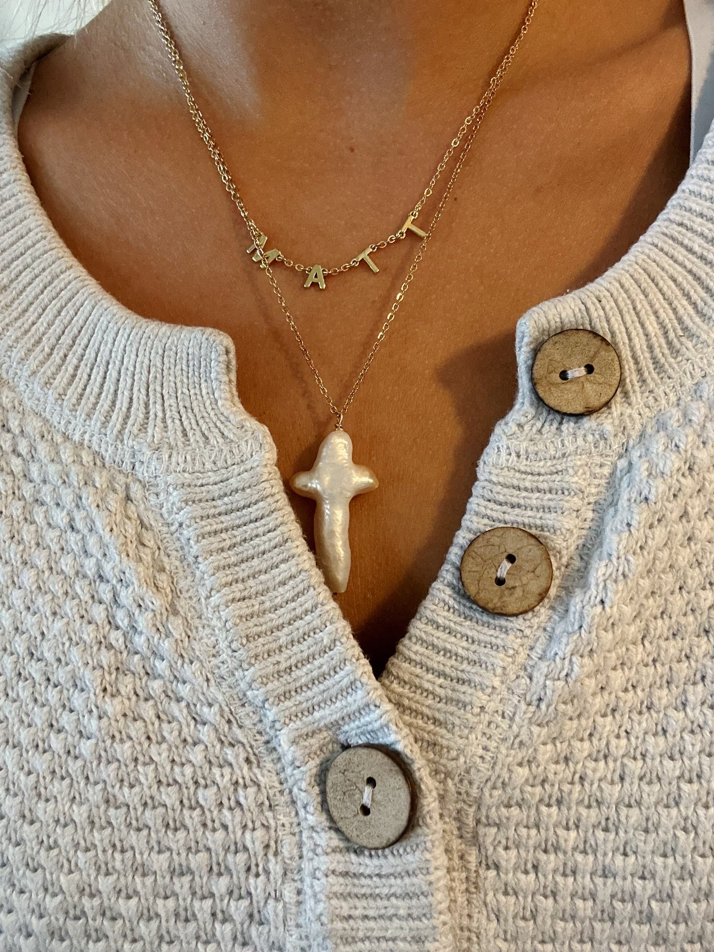 PEARL CROSS NECKLACE – Olive Lynn
