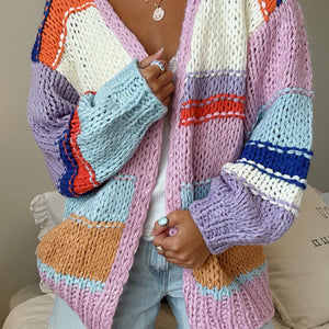 BRIGHT MULTI COLORED STRIPED CARDIGAN