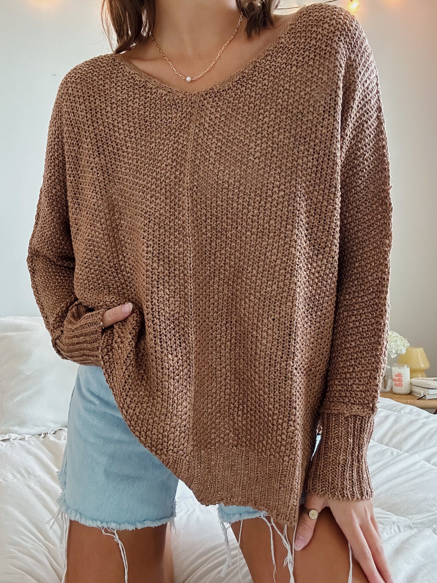 FALL REVERSE SEAM LOOSE FIT SWEATER