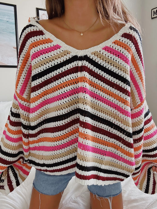 COLORS OF FALL STRIPED SWEATER