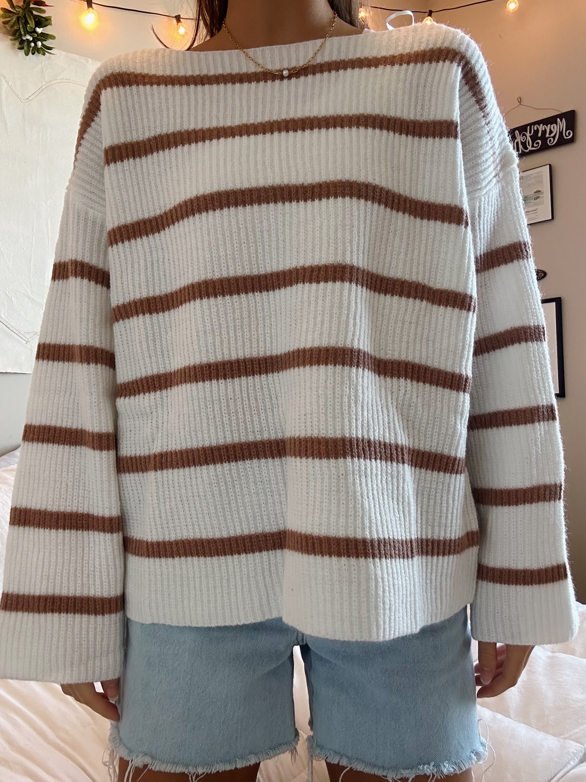 Tan hot sale striped sweater