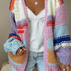 BRIGHT MULTI COLORED STRIPED CARDIGAN