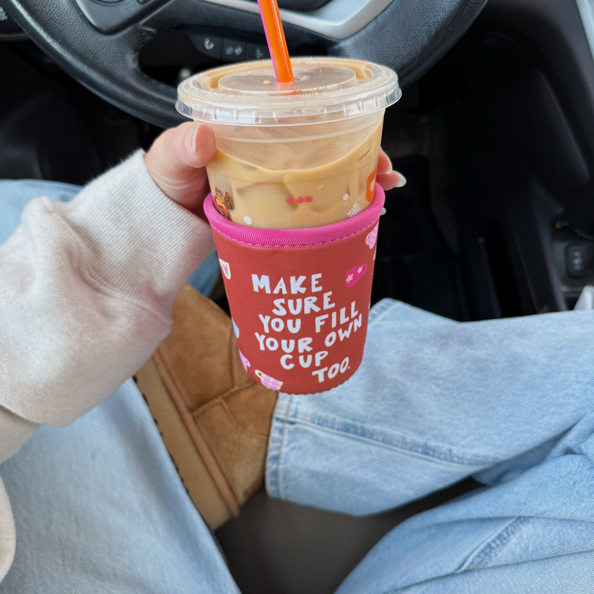 FILL YOUR CUP ICED COFFEE COOZIE