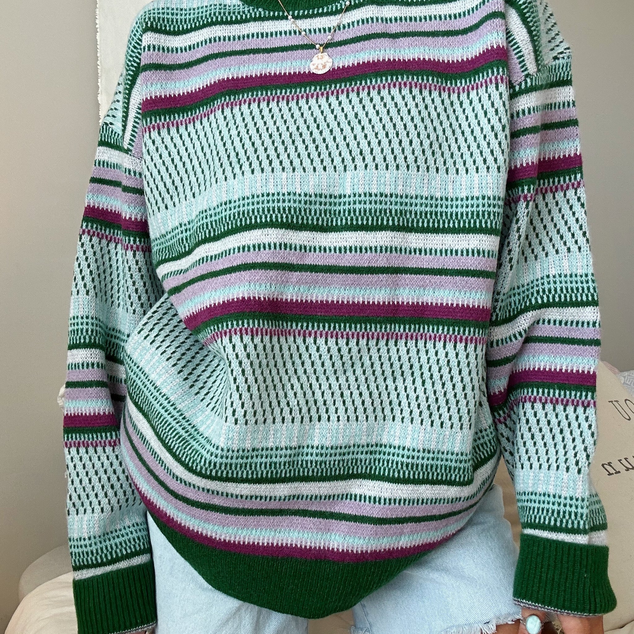 VINTAGE STYLE STRIPED KNIT SWEATER