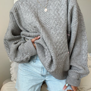 STRIPE CABLE KNIT SWEATER