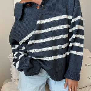 NAVY COASTAL STRIPED SWEATER