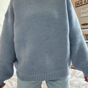 BABY BLUE CHUNKY RIBBED KNIT SWEATER