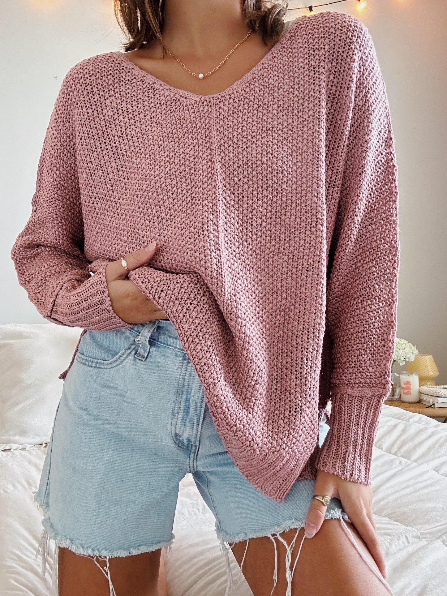 FALL REVERSE SEAM LOOSE FIT SWEATER