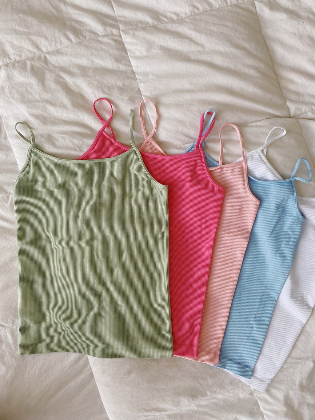 RIBBED CAMISOLE LONG TANK Olive Lynn