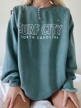 GREEN SURF CITY SWEATSHIRT - Olive Lynn