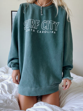 GREEN SURF CITY SWEATSHIRT - Olive Lynn