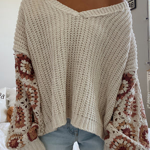 COZY QUILTED SLEEVE SWEATER