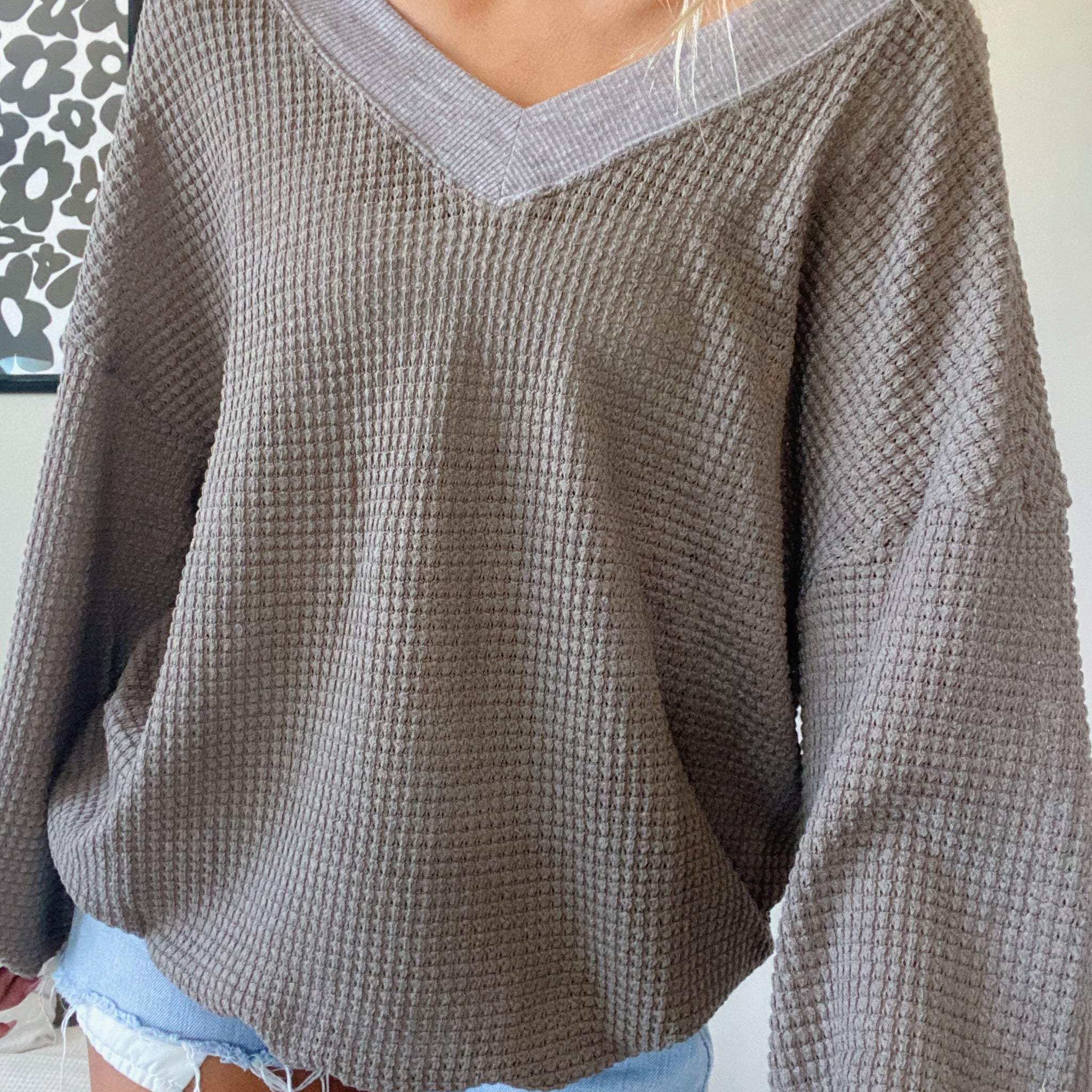 WAFFLE KNIT SWEATER